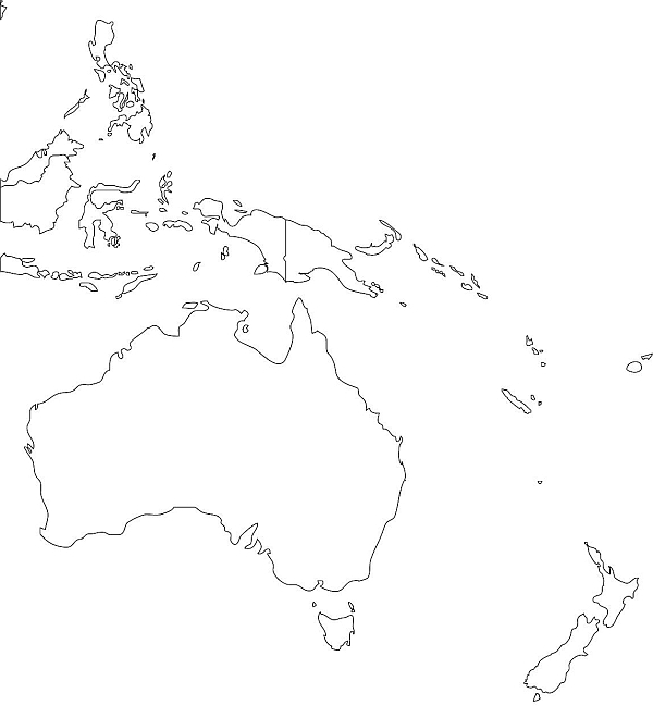 Mapa Konturowa Australia I Oceania Kolorowanka Mapa Australii i Ocenii « maluchy.pl